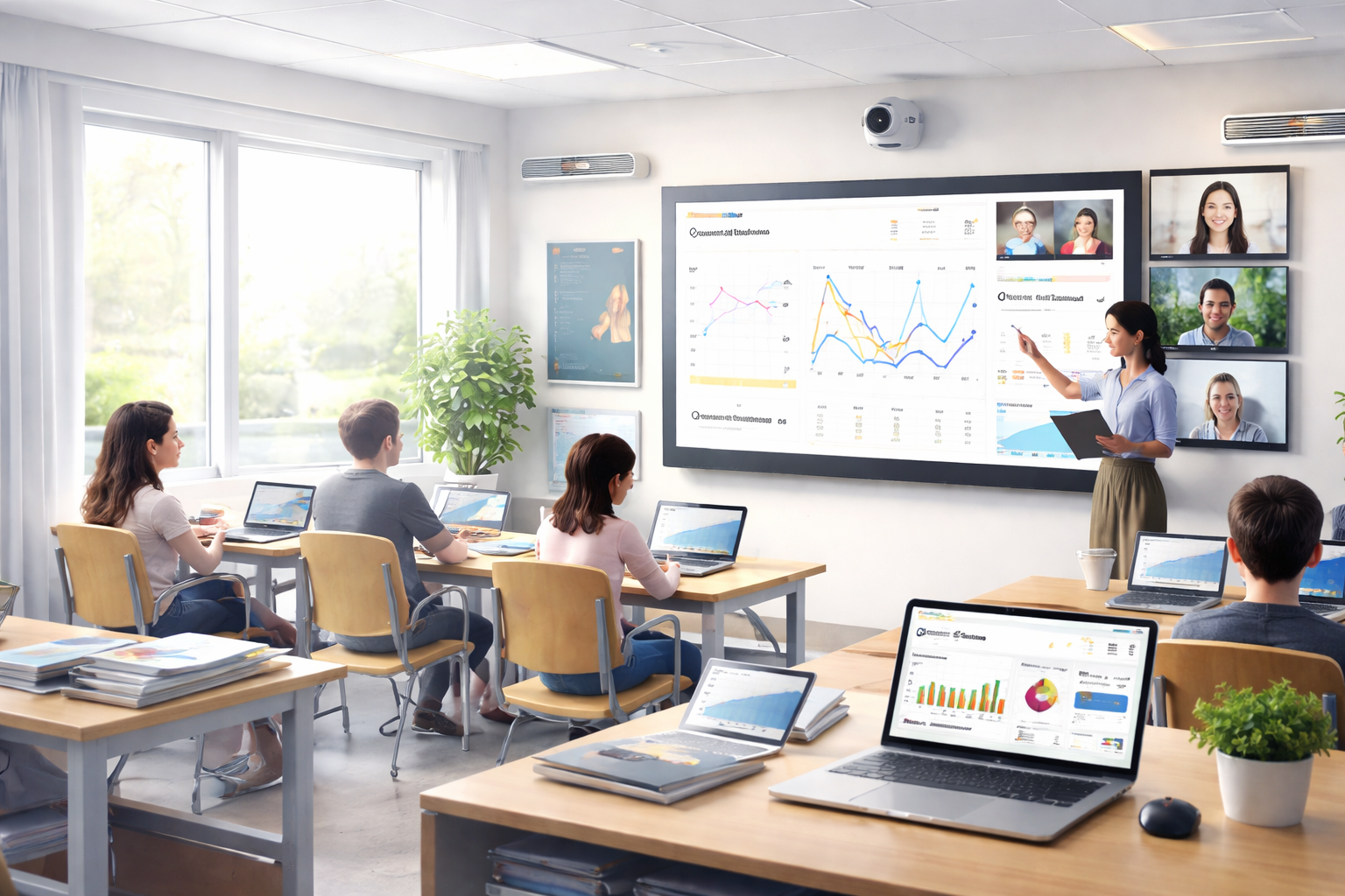 Interactive smart classroom with digital teaching display